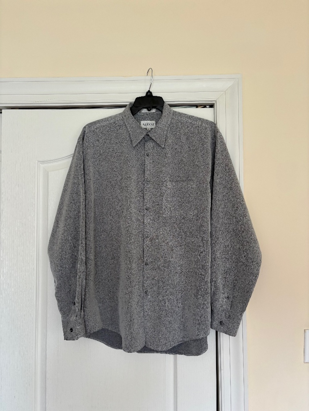 Alfani Men's Grey Speckled Long Sleeve Button Up Shirt Size Large